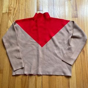 Color block turtleneck sweater